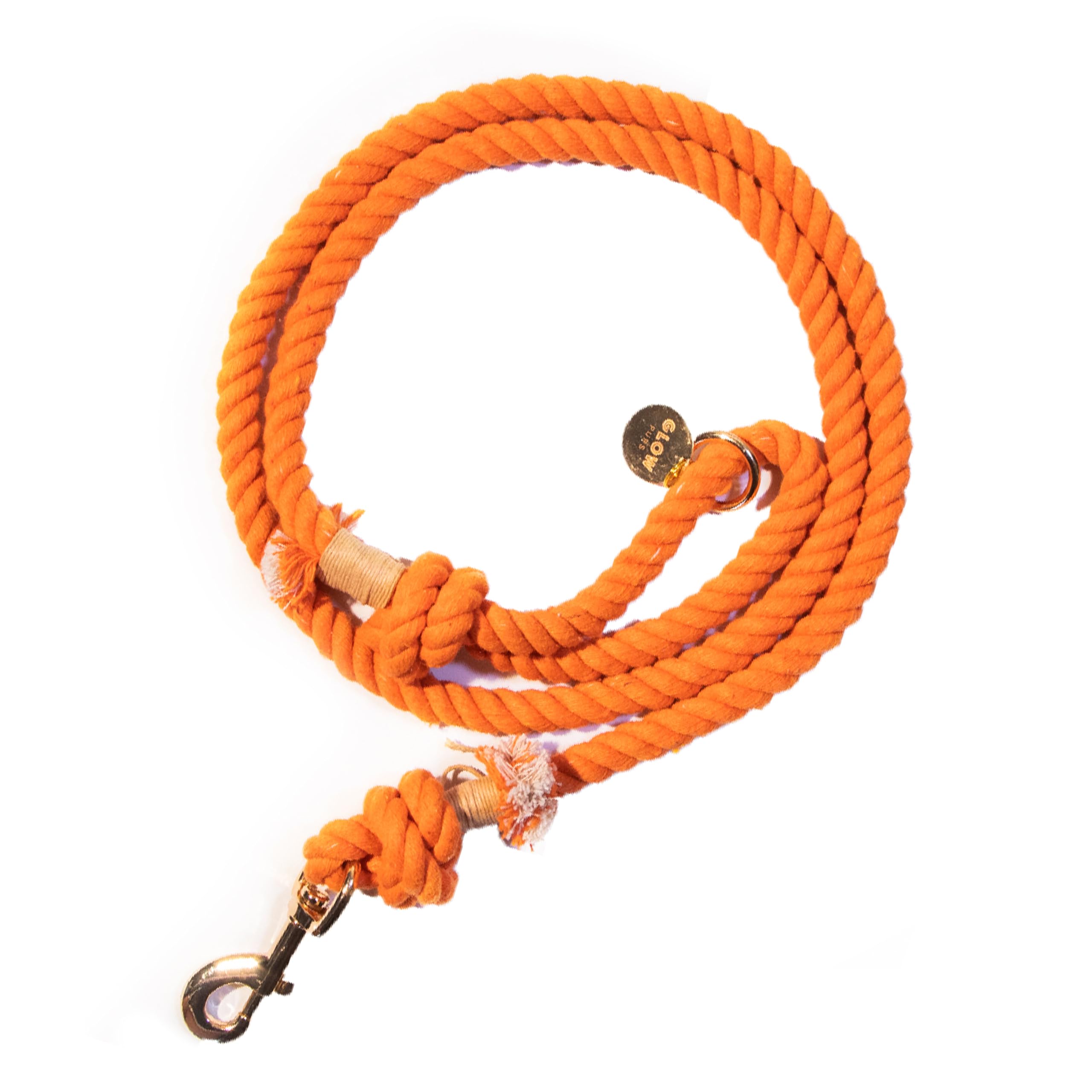 Glow Pups Dog Leash, Handmade Caribbean Cotton Rope Dog Leash with Strong Clasp & Comfortable Loop Handle, 4.6' - 5' Length, 1/2" Width, Stylish