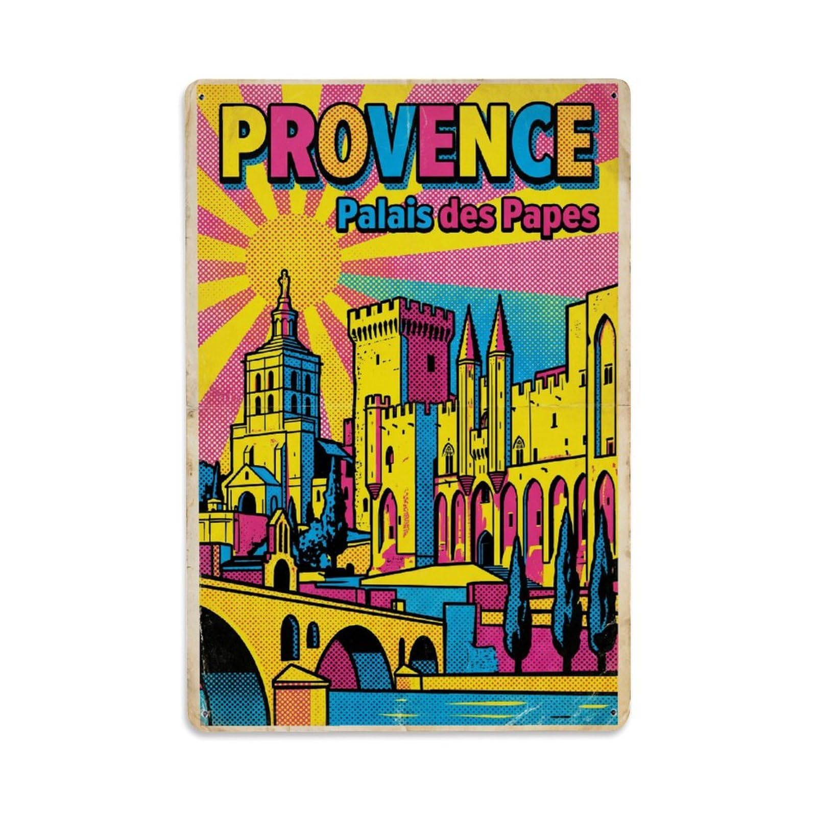 Gead 8X12inch Style Vintage Travel Provence Papal Palace Metal Tin Sign