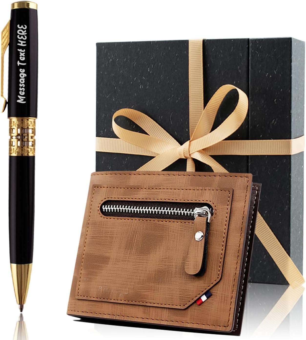Yastar Customize Gift Pen with a Wallet, Fancy Business Gift set Ballpoint Pen with 2 Black Ink Refills Quality Pens Metal Body - Custom with Names Message -for Family Colleague Elder Friends