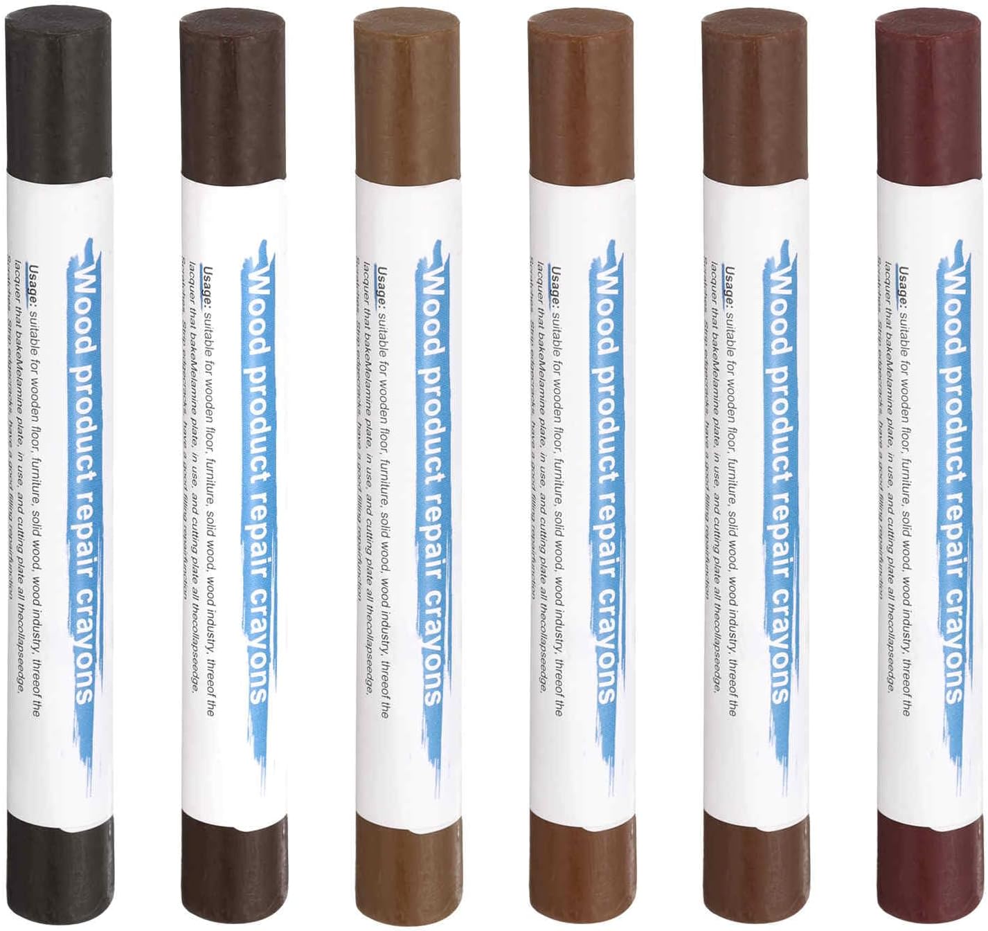 HARFINGTON Wood Filler Sticks 6 Colors Wooden Wax Touch Up Furniture Repair Crayons for Wood Brown, Rosewood, Wood, Teak, Brown Walnut