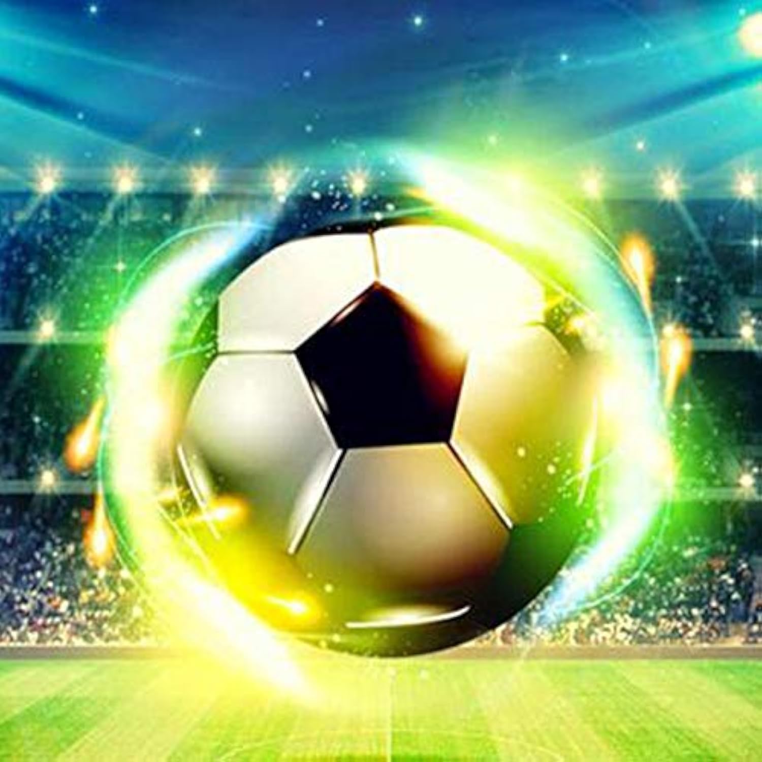 Kookulee Multicolored 5D Diamond Painted Kits,Diy 5D Football Team Fire Art Crafts Diamond Embroidery Paintings For Office Home Wall Dec(12"X12")