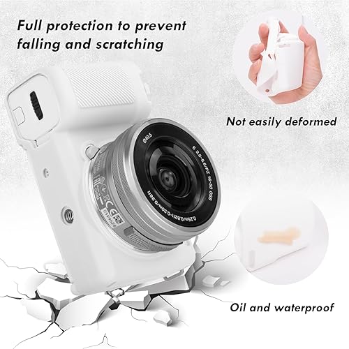 Miniatura 4 de Rieibi ZVE10 Caso, Funda Protectora De Silicona Suave Para Sony ZV-E10 ZVE10 Cámara, Cubierta De Goma Ligera Para Sony Alpha ZVE10 - Blanco