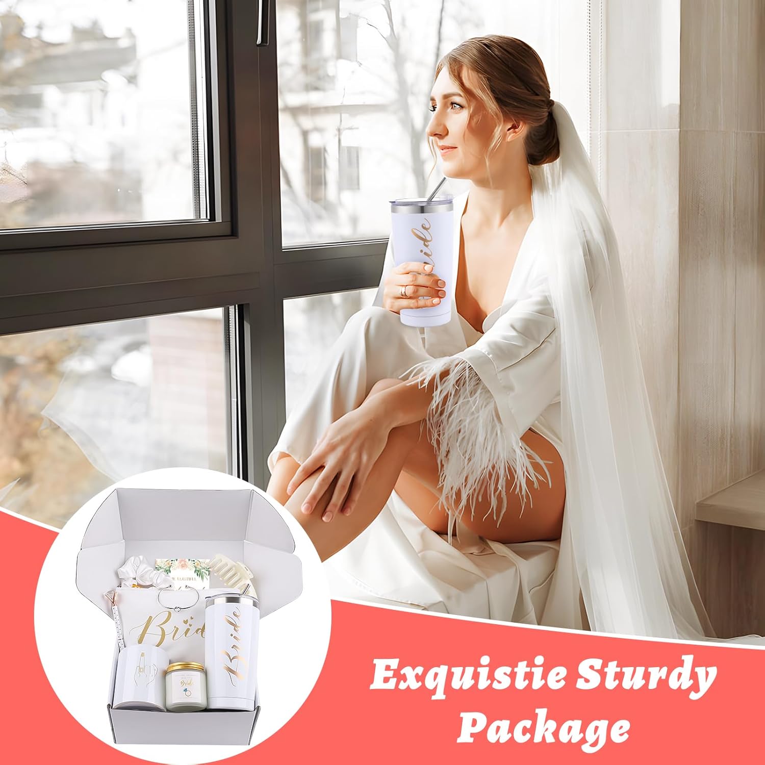 DHQH Bride To Be Gifts Bridal Shower Gift Box for Wedding 20oz Stainless Steel Tumbler Cup Bride Gift For Bachelor Party Engagement Gifts For Her - Image 6