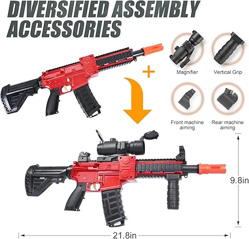Miniatura 4 de Pistola de juguete realista de rifle de francotirador, pistola eléctrica de espuma con alcance, 100 balas suaves, 2 revistas para niños de 8 a 12