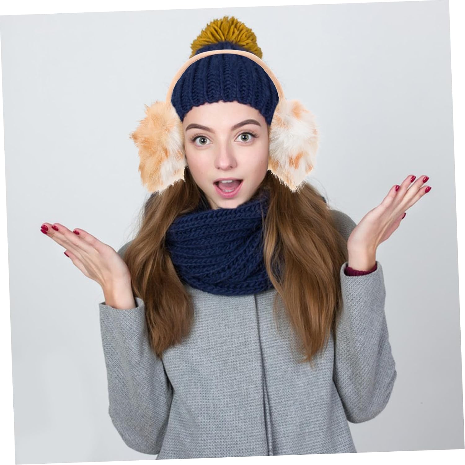 GALPADA Xmas Ear Muff for Winter Women Girls Faux Fur Foldable image 5