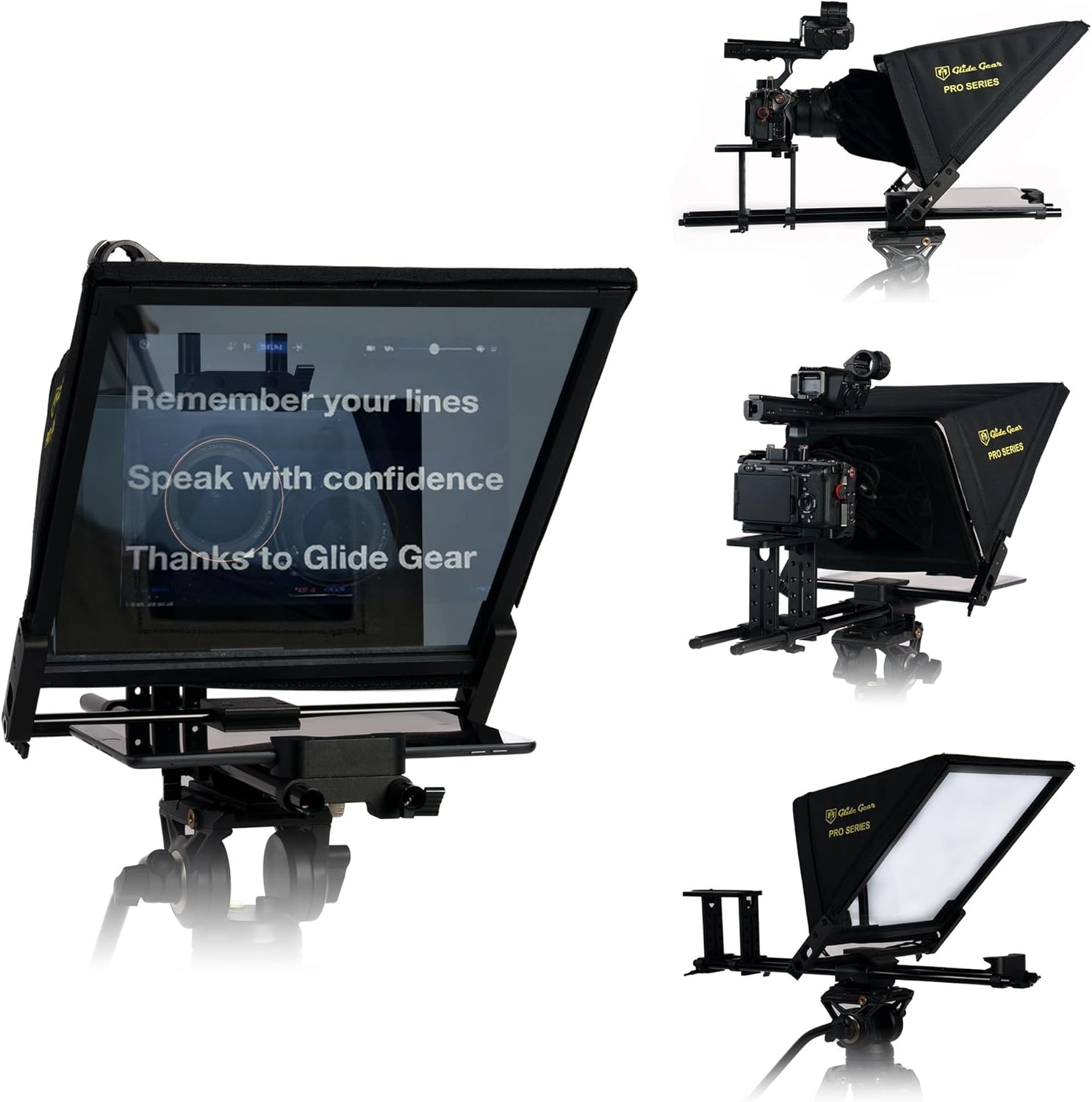 Glide Gear TMP 750 Teleprompter – All Camera & Smartphones, Tablets – 17" Glass, Hard Case, No Assembly