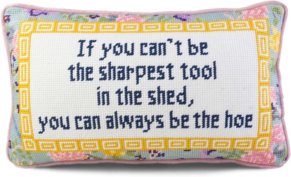 FURBISH Needlepoint Decorative Throw Pillow - Sharpest Tool - 9"x15" - Small Embroidered Designer Pillow for Living Room, Couch, Sofa, Chair & Bed - Eclectic Home Decor