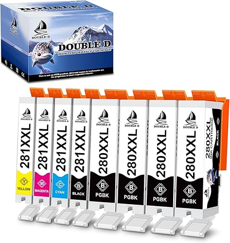 Miniatura 1 de DOUBLE D 280 281 cartuchos de tinta compatibles con cartuchos de tinta Canon 280 y 281 PGI-280XXL CLI-281XXL para Canon PIXMA TS9120 TR7520 TR8520