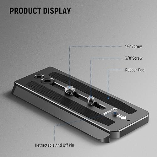 Miniatura 2 de Neewer Paquete de 2 placas de liberación rápida para trípode 501PL compatibles con Manfrotto MVH500AH 502AH, placa de montaje de cámara con