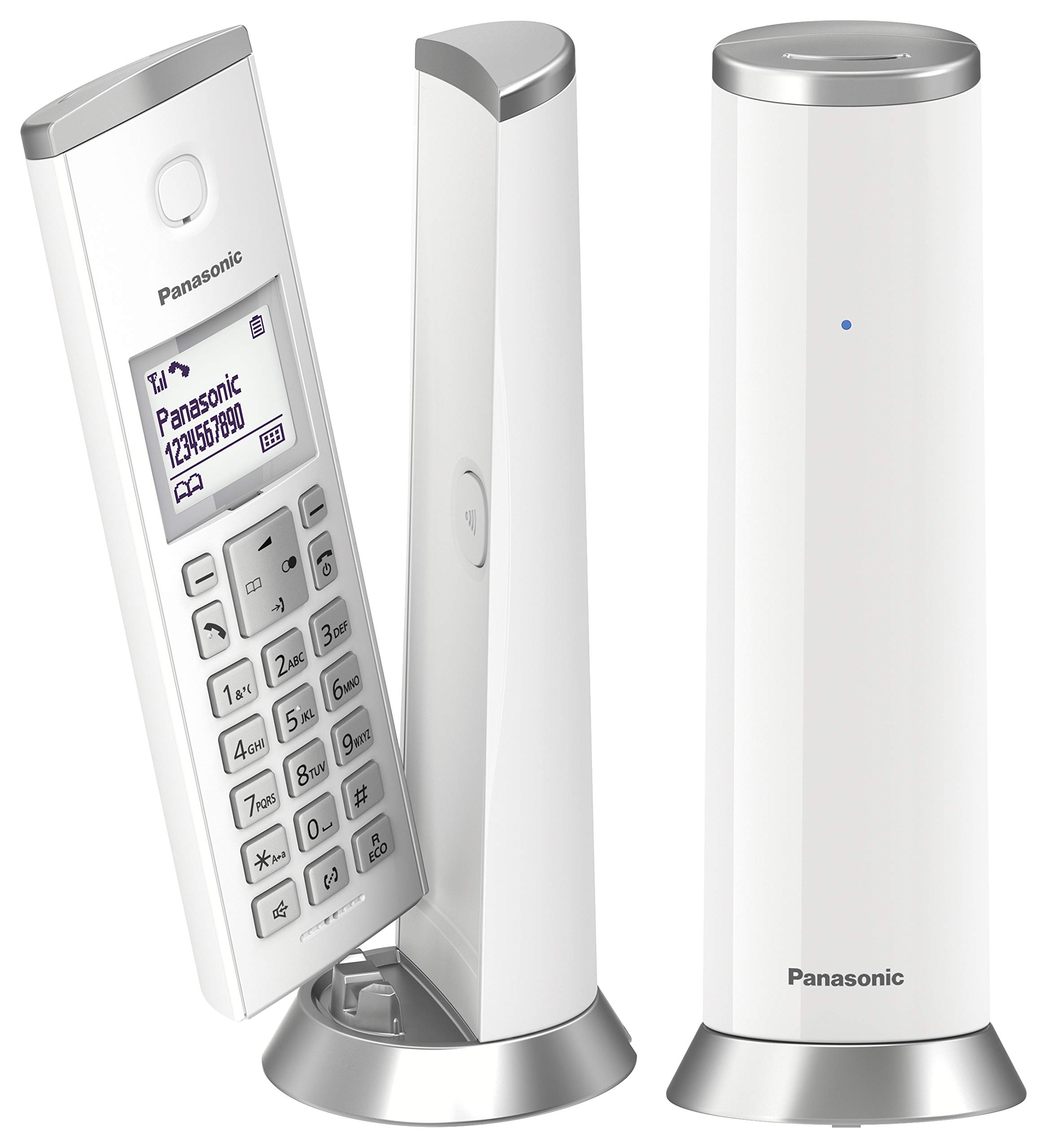 Panasonic KX-TGK212JTW Telefono Cordless DECT – Display LCD 1.5" Retroilluminato, Blocco Chiamate, Eco Mode, Bianco