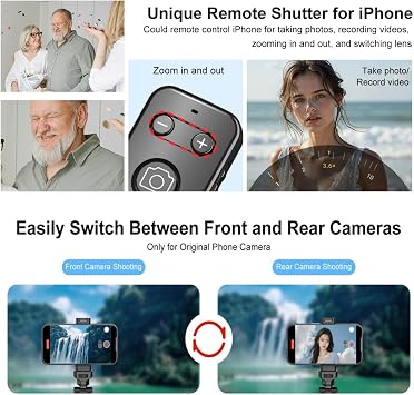 Newmowa Phone Wireless Bluetooth Remote Control, Support Video Photo Shooting/Zooming/Lens Switching, Rechargeable Shutter for Selfie Vlog, ONLY Compatible with iPhone(iOS 15 Above, NOT for iOS 26)