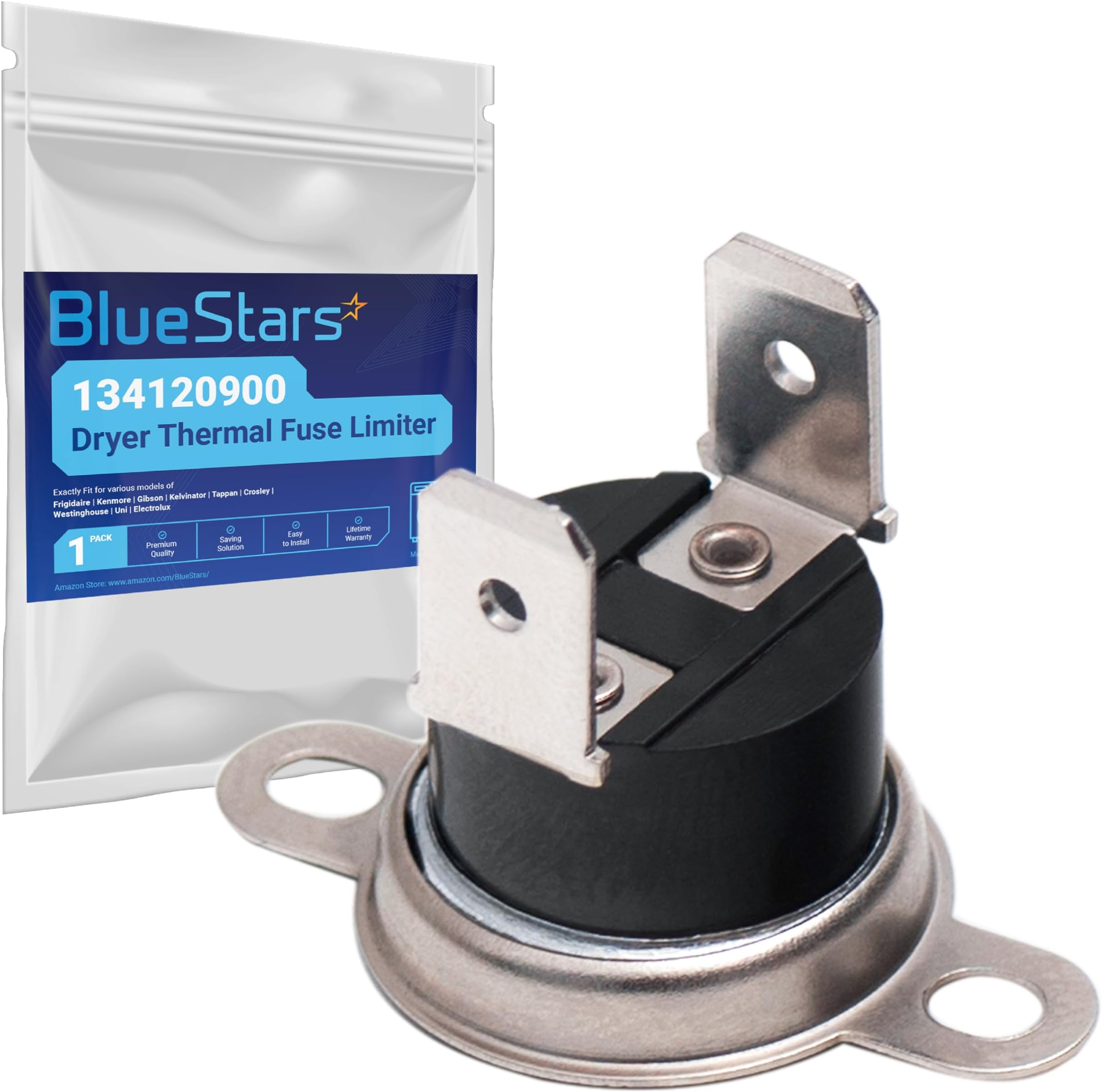 BlueStars 134120900 Dryer Thermal Fuse Limiter - Compatible with Frigidaire Kenmore Gibson Electrolux Dryers - Replaces 146062-000 1489053 3205659 PS419402 AP2108182 5303209192 Thermal Limiter Fuse