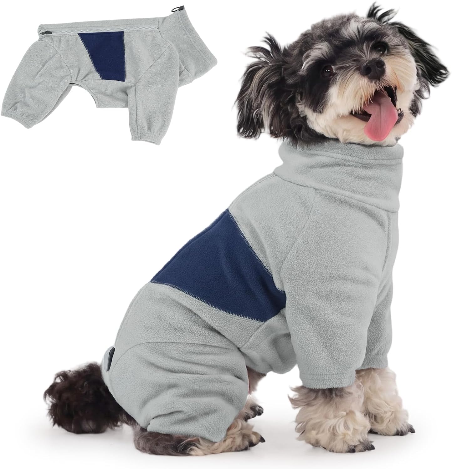 FUAMEY Dog Winter Coat with Legs,Onesie,Jacket for Small Dogs,Gray,S