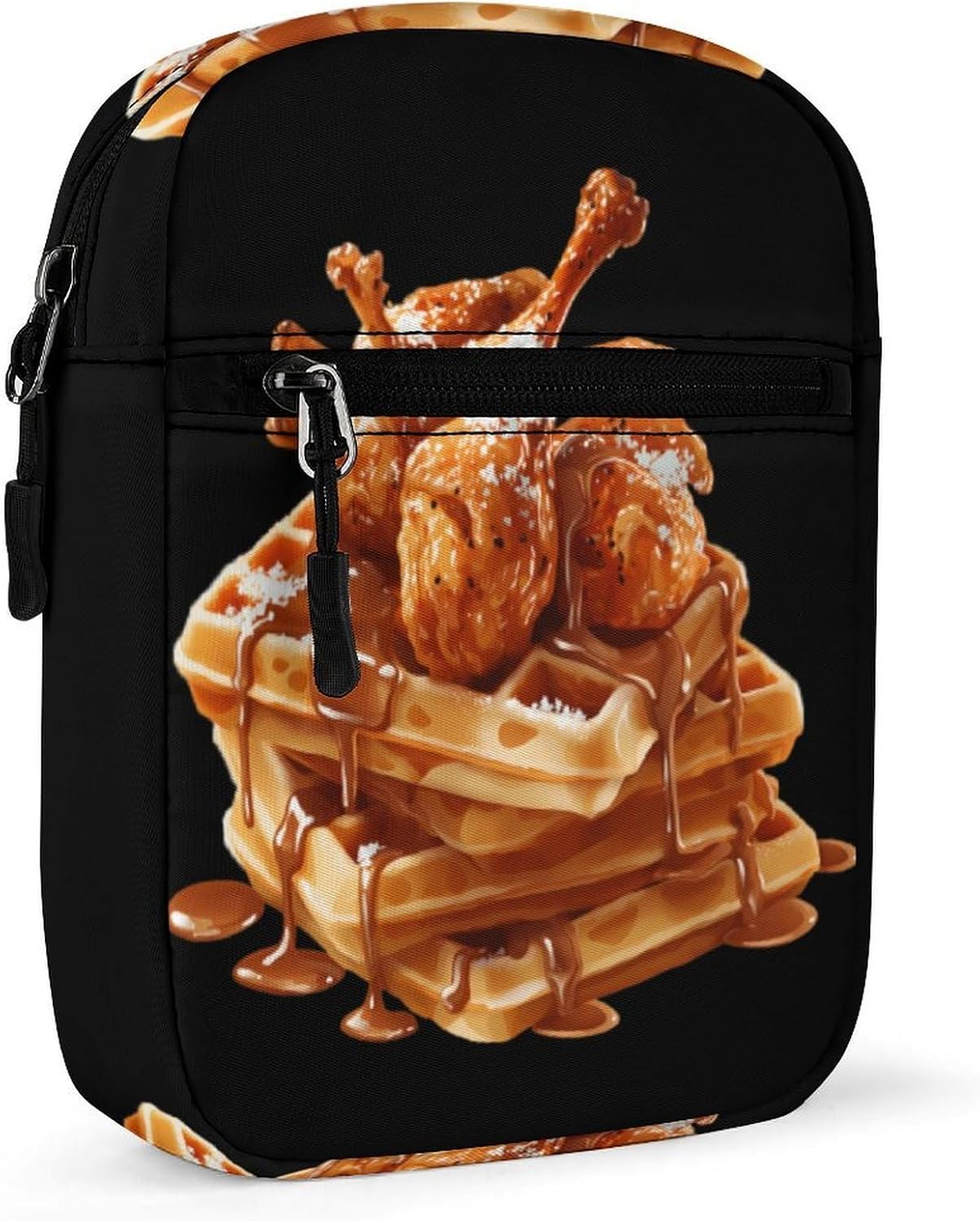 Waffles Fried Chicken Legs Small Crossbody Bag Sling Shoulder Satchel | for women men,work travel workout,detachable and adjustable shoulder strap