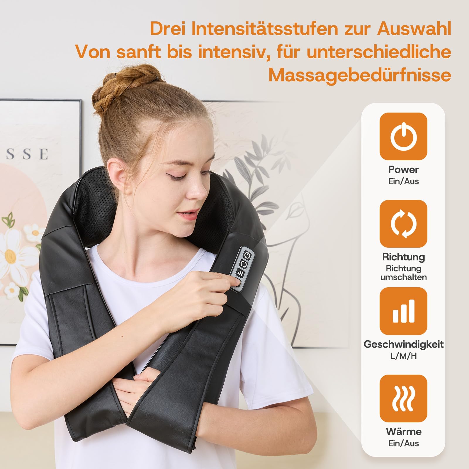 LAOBEN Massagegerät von tiefem Gewebe Shiatsu Nackenmassagegerät mit Thermostatfunktion Elektrisch Massagegeräte für Nacken Schulter Rücken Muskel Schmerzlinderung zu Hause Büro und Auto