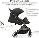 Gromast Compact Fold Baby Stroller, Lightweight Travel Toddler Stroller with One-Click Fold, Extendable UPF50+ Canopy, Cup Holder, UV Protected and Waterproof, One-Hand Folding - Black