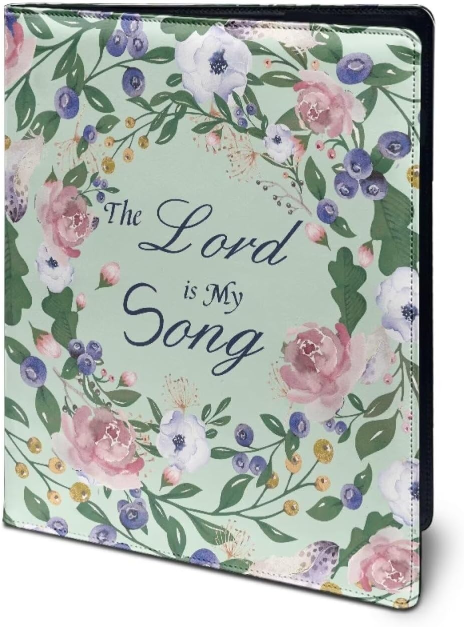 HUIACONG Wreath Floral Portfolio Case Cover Folder for Women Ladies Document Sleeve Conference/Resume/Legal Document Organizer with Letter/A4 Size Clipboard Hardboard with Faith Text