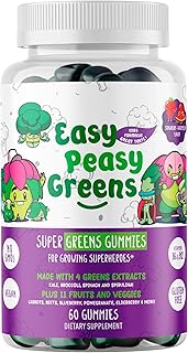 EasyPeasyGreens Daily Veggie Gummies for Kids - 60 Greens Gummies - Helps Picky Eaters Get Their Veggies in - Made with 10 Real Vegetable Extracts and 100% Vegan