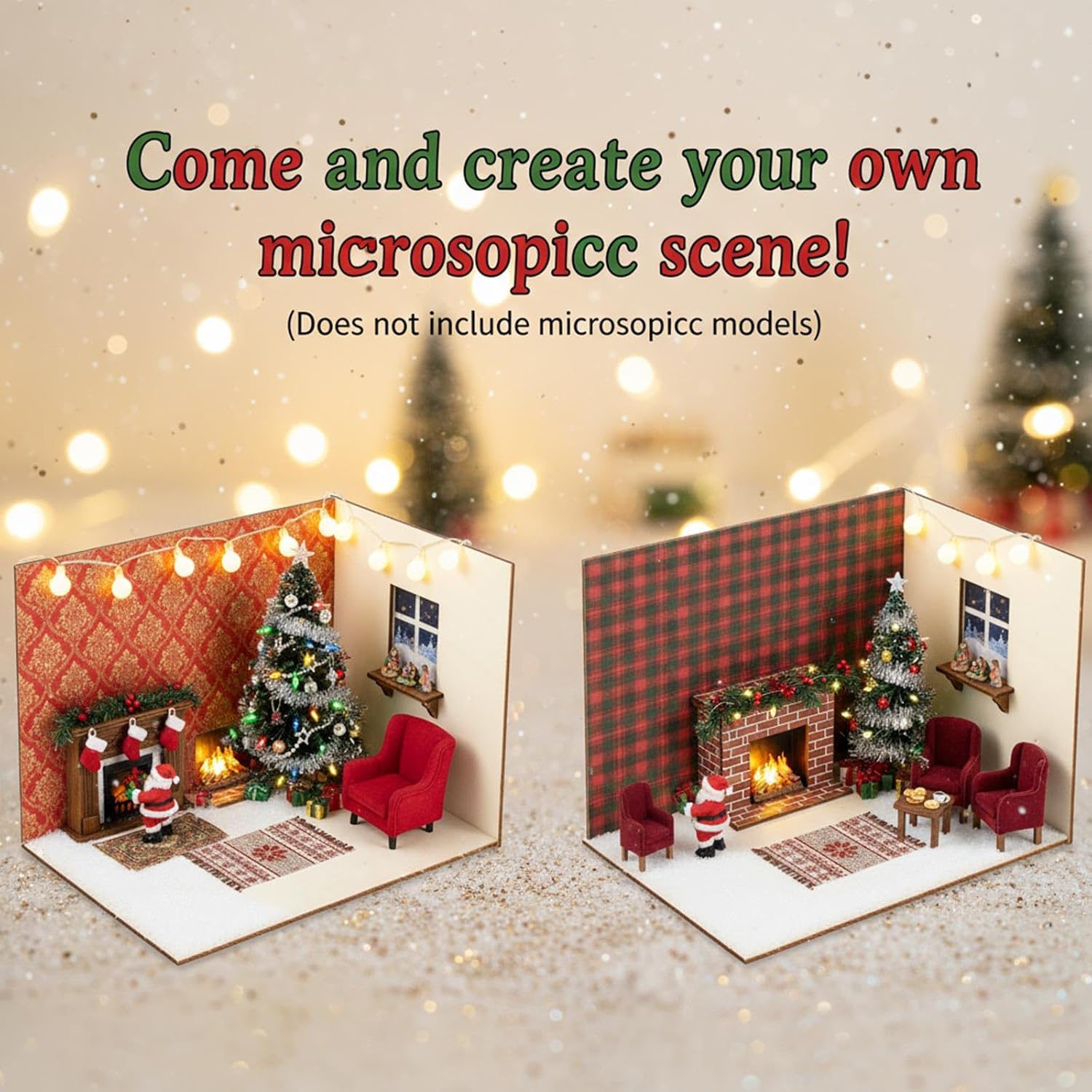 Yalikop 2 Pcs Unfinished Wood Diorama Display Case Christmas Box 11.8 x 8.7 x 8.3 Inches for DIY Craft Projects, Miniature Figures, Dollhouses, Rainforest Scenes (3 Sides) image 4
