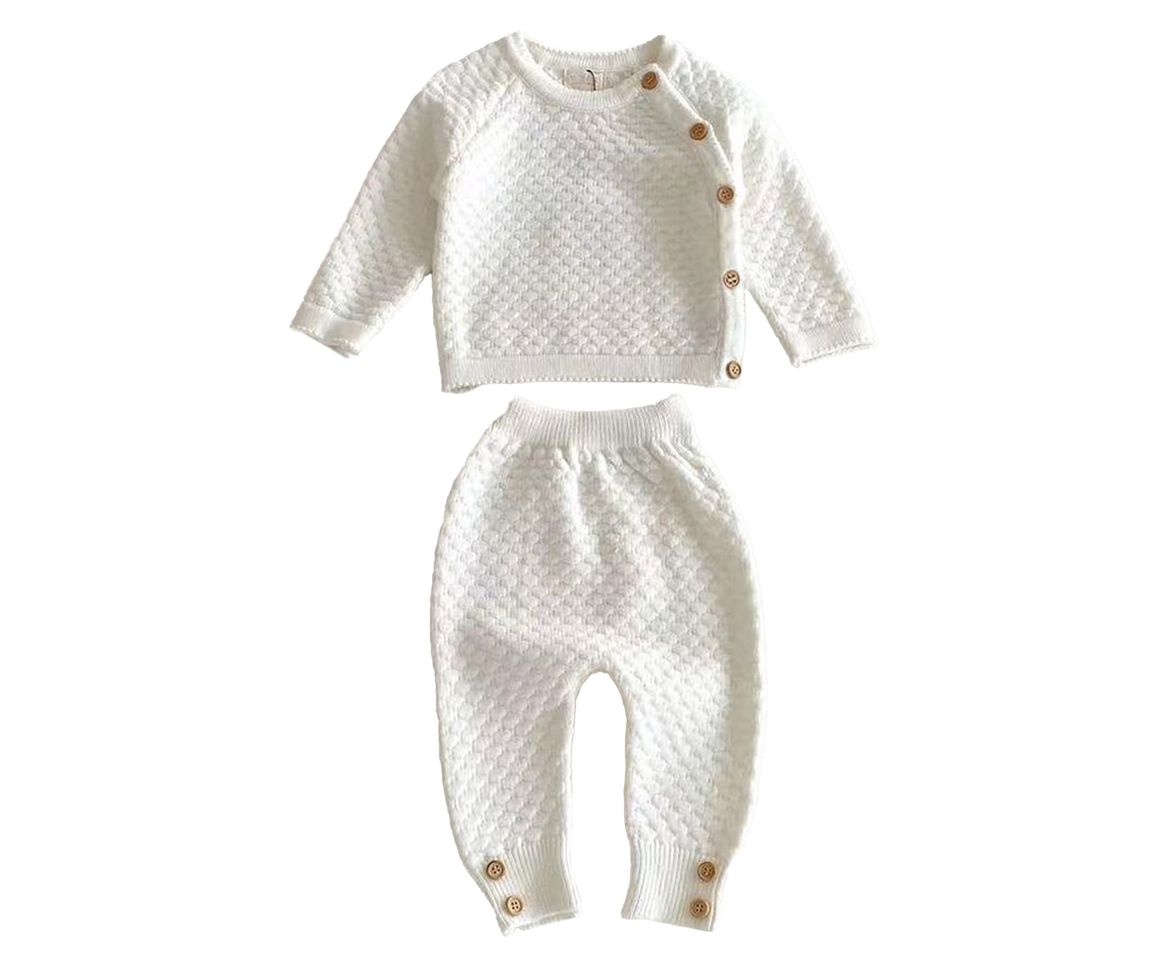 Dziewczęcy sweter i legginsy o strukturze plastra miodu, długi rękaw okrągły dekolt odzież domowa