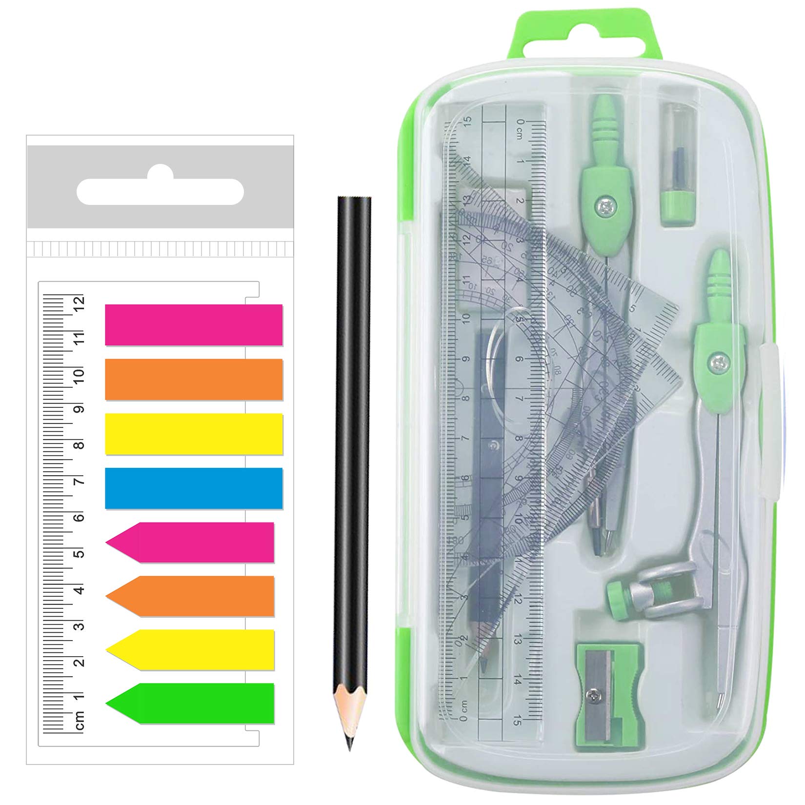 Photo 1 of Math Geometry Kit Protractor and Compass Set Green