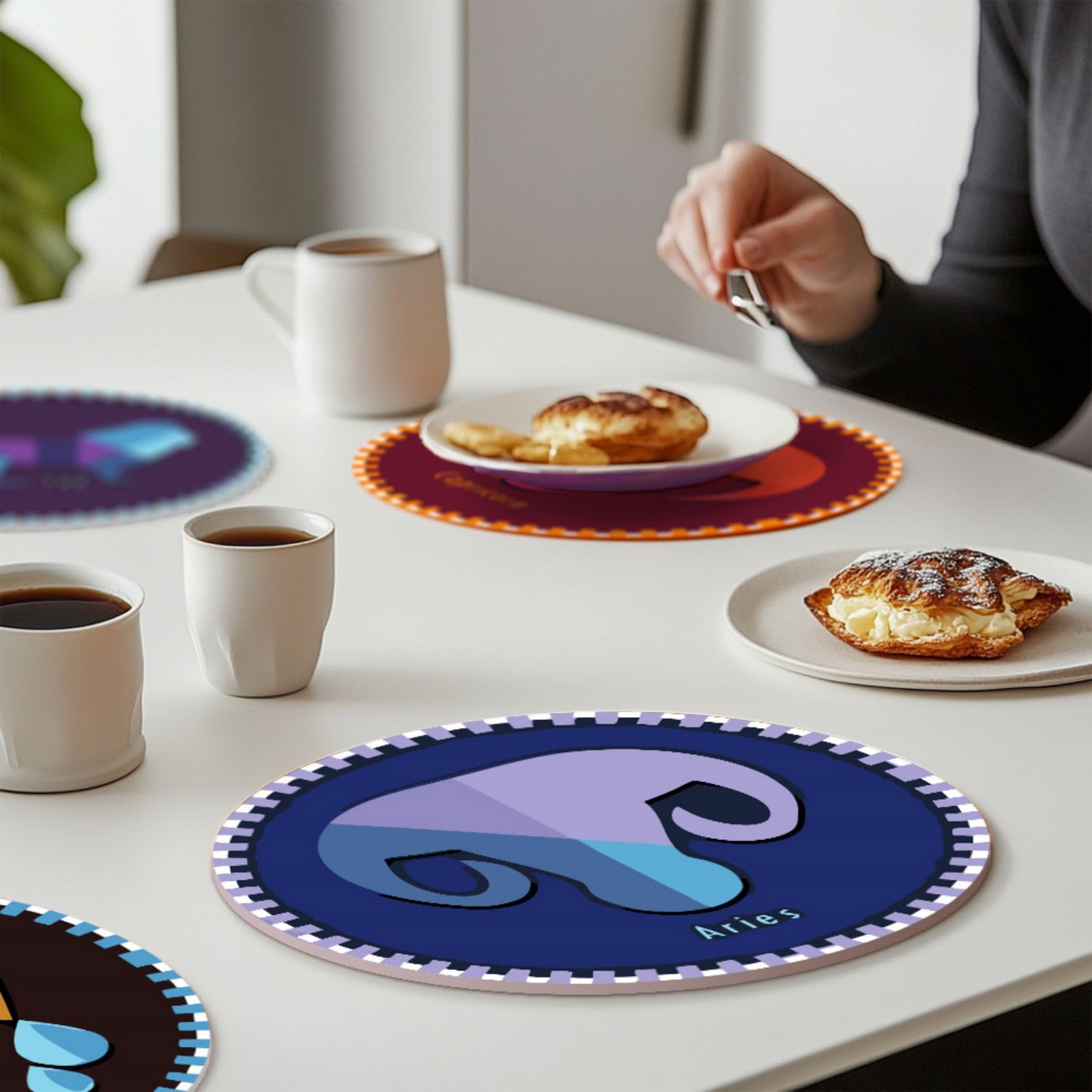 CustmArti DIY Malen nach Zahlen Tischsets 12er Set Motive Zwölf Sternbilder Abwaschbare Platzsets aus PVC Kreative Dekoration für Esszimmertisch Basteln Erwachsene-Constellations-3