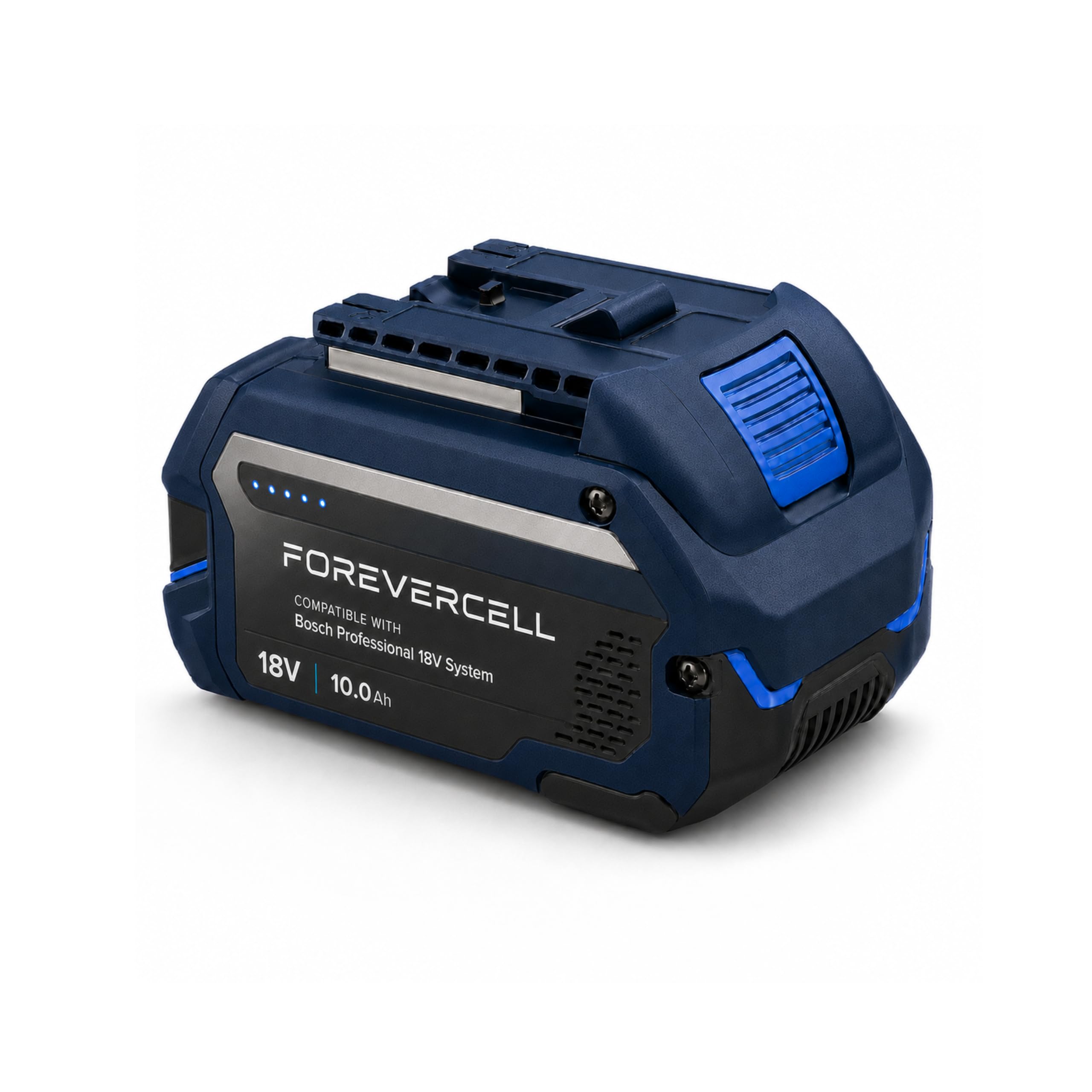 Batteria di ricambio ad alte prestazioni, 18 V, 10,0 Ah, compatibile con Bosch Professional 18 V - 180 Wh agli ioni di litio con LED