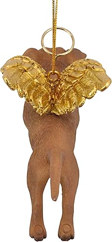 Miniatura 4 de Design Toscano Pitbull Dog Angel - Adorno navideño para árbol de Navidad, 4 pulgadas, resina de piedra fundida, acabado marrón y dorado Marrón