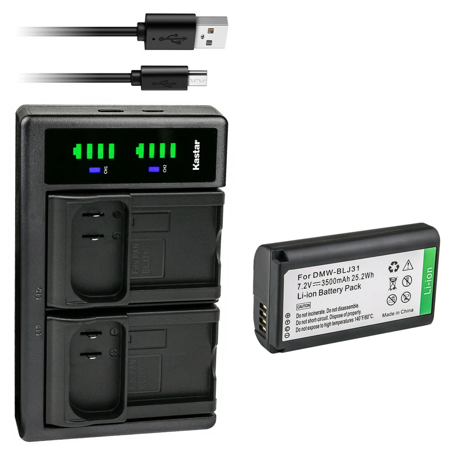 Kastar 1-Pack Battery and LTD2 USB Charger Compatible with Panasonic DMW-BLJ31, DMW-BLJ31e Battery, Panasonic LUMIX S1, LUMIX S1R, LUMIX S1H,