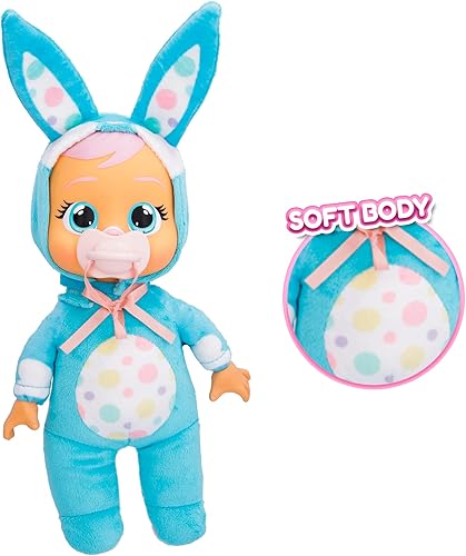 Miniatura 4 de Cry Babies Tiny Cuddles Bunnies Brooks - Muñeca bebé de 9 pulgadas, lágrimas reales de llanto, pijama con temática de conejo azul