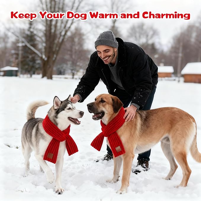 Bufanda Navideña para Perros Grandes 2 Pack Tejido Grueso G miniatura 7