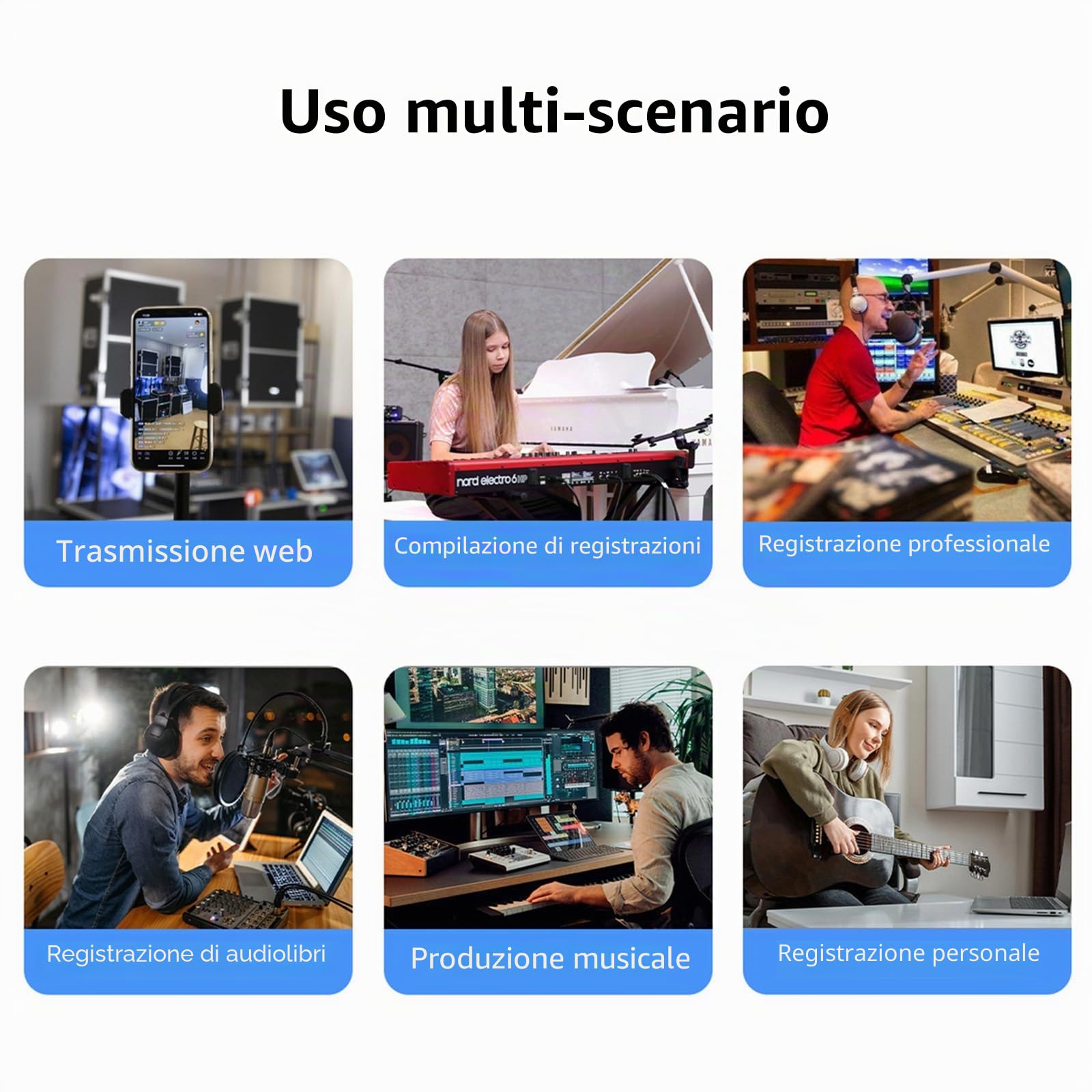 Scheda audio di registrazione a 4 canali con interfaccia audio senza driver, scheda audio USB 4 ingressi 4 uscite, alimentazione phantom 24 bit/192 kHz 48 V per registrazione professionale