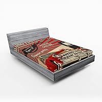 Vista 61 de Ambesonne Sábana bajera abstracta con estampado gráfico de letras del alfabeto de colores, funda de cama con bolsillo profundo elástico para mayor