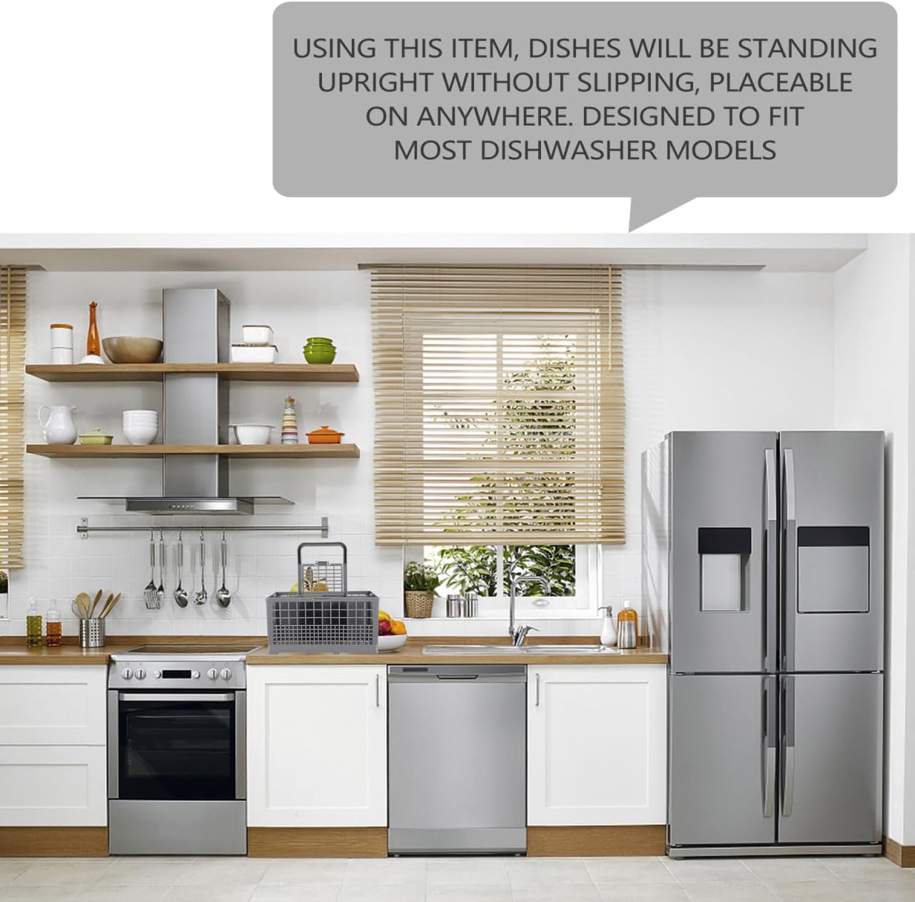 PRETYZOOM Universal Dishwasher Cutlery Basket Adjustable Compartments Food-Grade Plastic Dish Rack for Efficient Plate Storage for Kitchen Organization