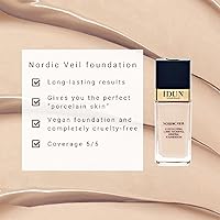 Vista 2 de IDUN Minerals Liquid Nordic Veil Foundation – Cobertura completa y sin poros, larga duración, acabado mate suave, purificada y segura para pieles