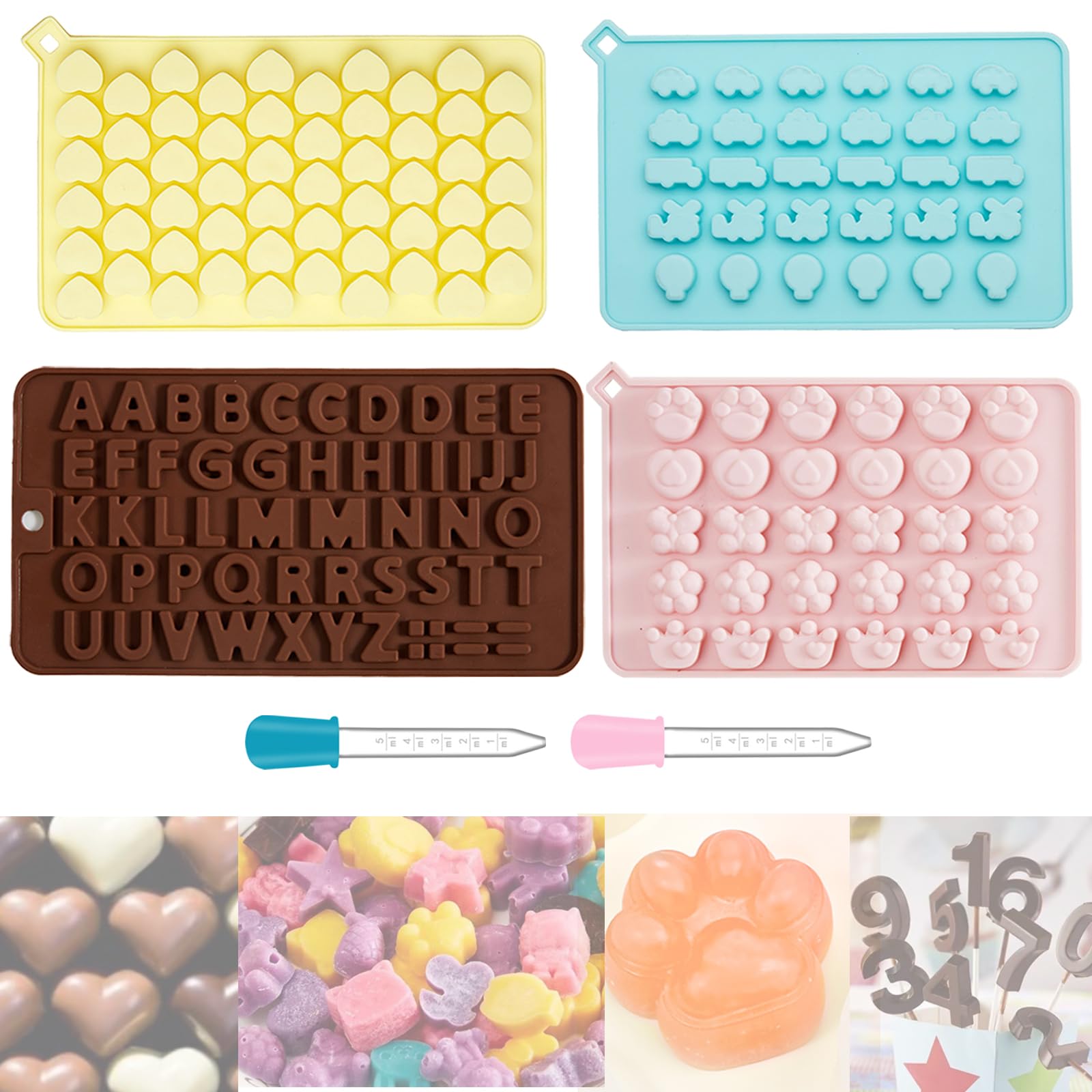 BSITSSS Chocolate Moulds Silicone, 4PCS Dog Paw Mould Reusable Non-Stick Silicone Molds for Chocolate Candy, Jelly, Ice Cube