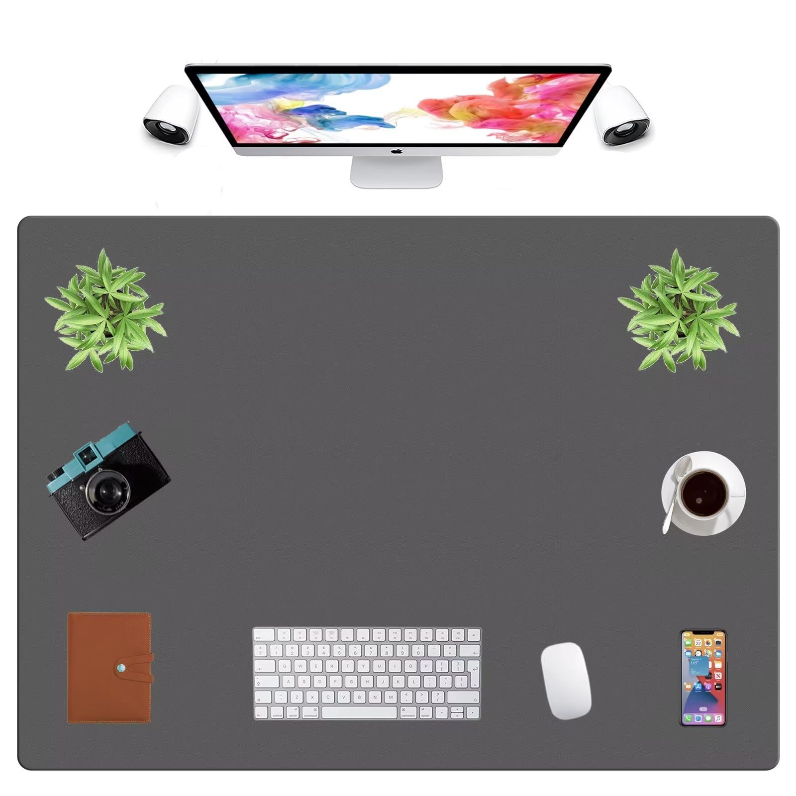 LL-COEUR Extra Large PU Leather Desk Mat Large Mouse Pad XXL Waterproof Table Mat Office Laptop Writing Pad (43.3 x 31.5 inch, Dark Grey) — image 1