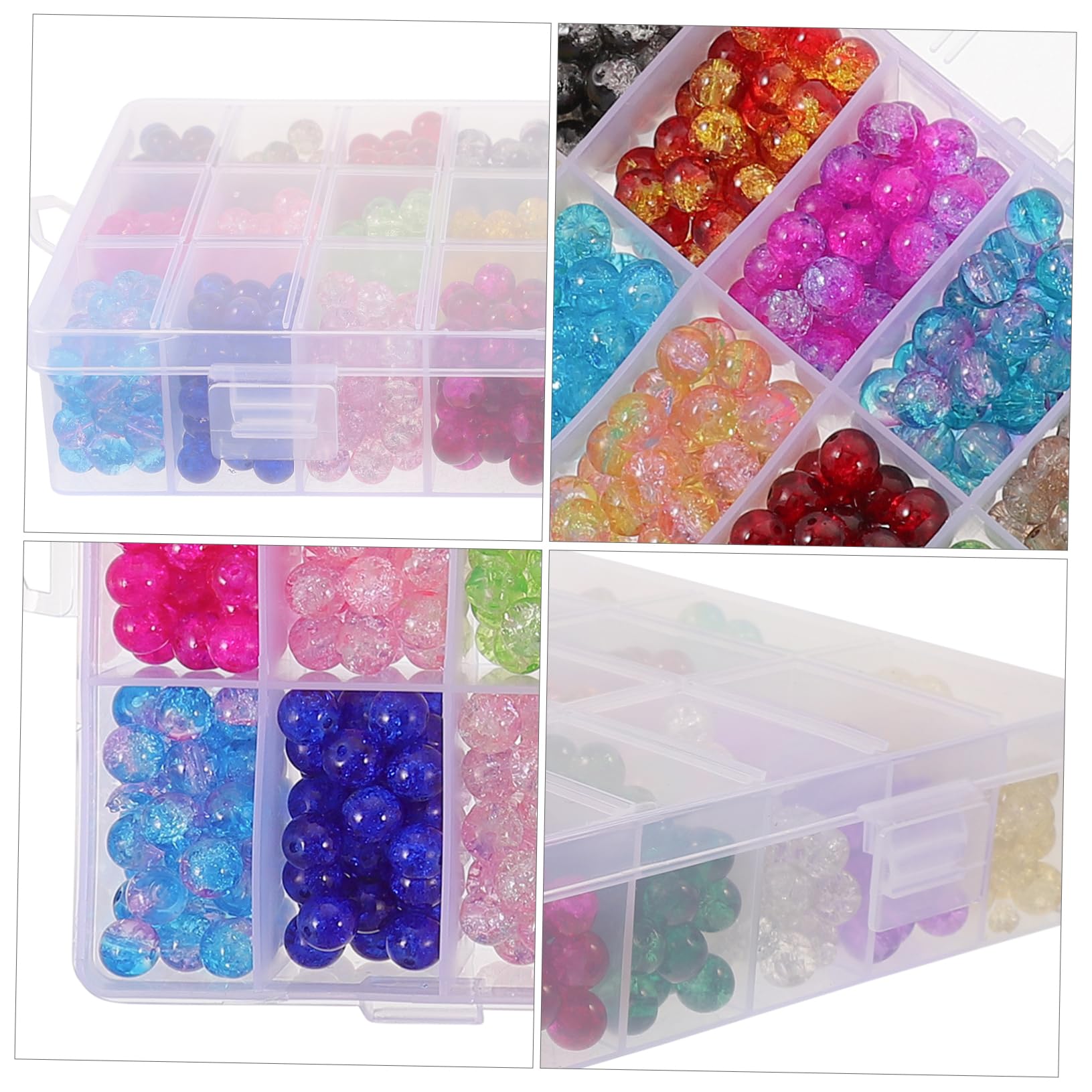 SHINEOFI 1200 Bunte Lose Glasperlen mit Loch zum Auffädeln für Schmuckherstellung aus Verschleißfestem Glas Inklusive Aufbewahrungsbox für Bastelprojekte