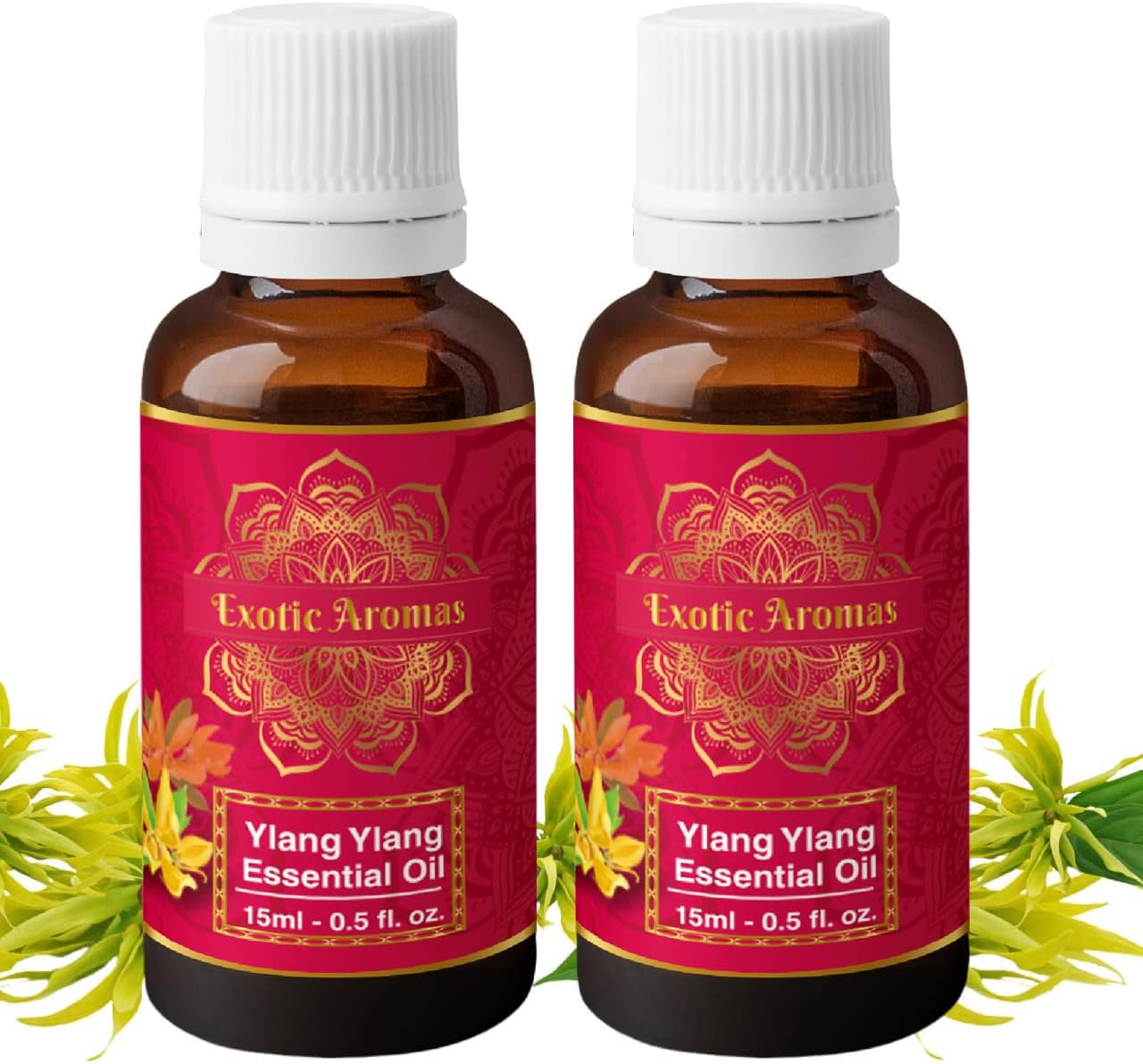 Exotic Aromas Ylang Ylang Essential Oil for Hair Strengthening, Acne Control & Aromatherapy (15Ml + 15Ml) Pack of 2