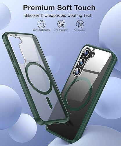 Miniatura 2 de Funda magnética para Samsung Galaxy S23 con MagSafe transparente antiamarilleo a prueba de golpes militares Funda rígida delgada con parachoques de