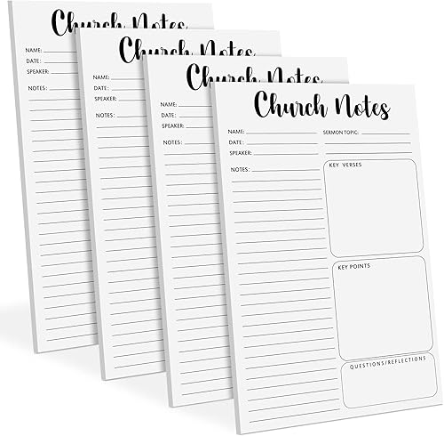 Cuaderno de notas de iglesia de 5.5 x 8.5 pulgadas, con forma de sermón removible, blocs de notas adhesivas cristianas, autoadhesivos, religiosas,