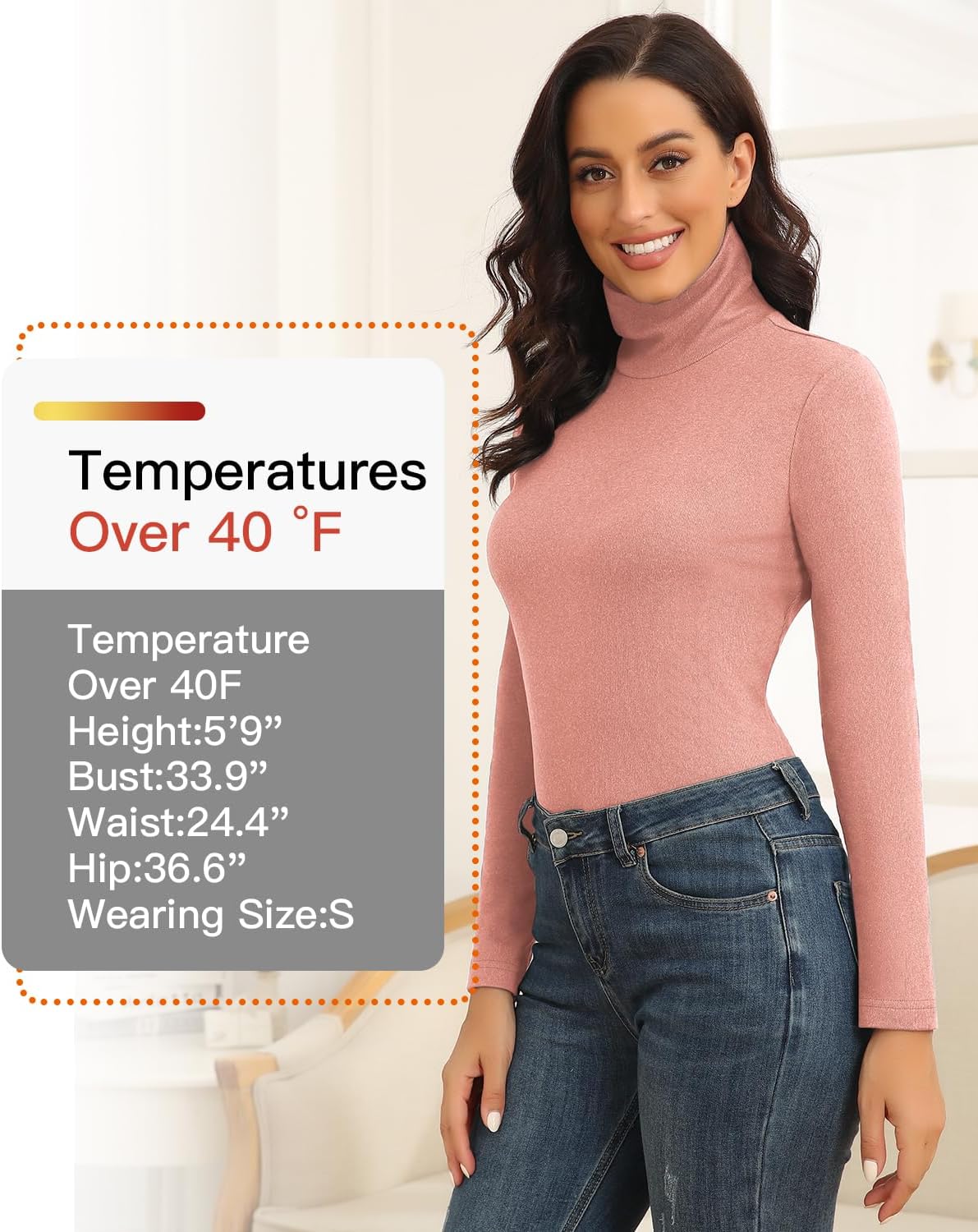 WOWENY Womens Turtleneck Tops Lightweight Long Sleeve Thermal Shirts Soft Underwear Top Slim Fit Basic Pullover Sweater