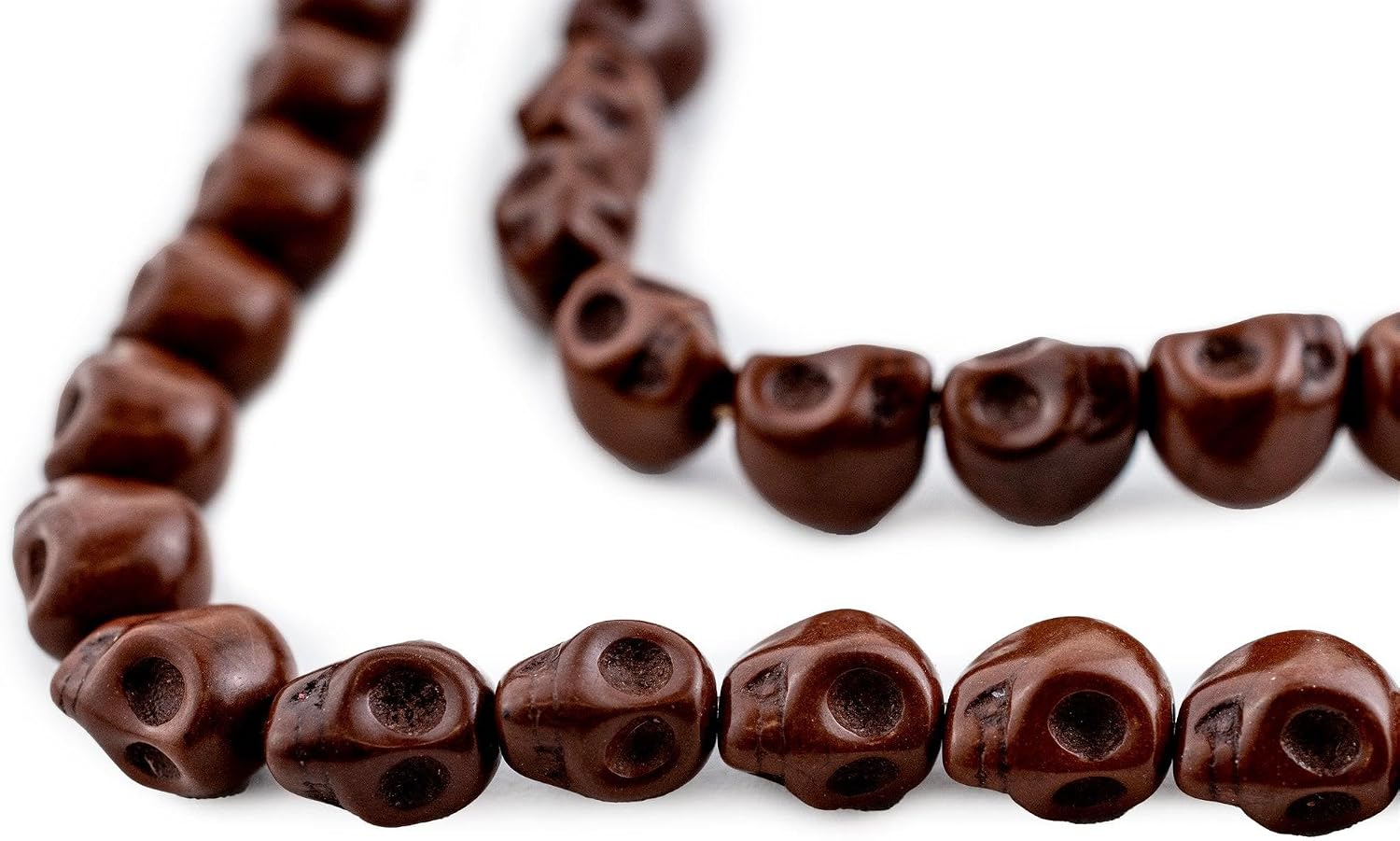 The Bead Chest Brown Skull Beads 10mm Gemstone 15 Inch Strand