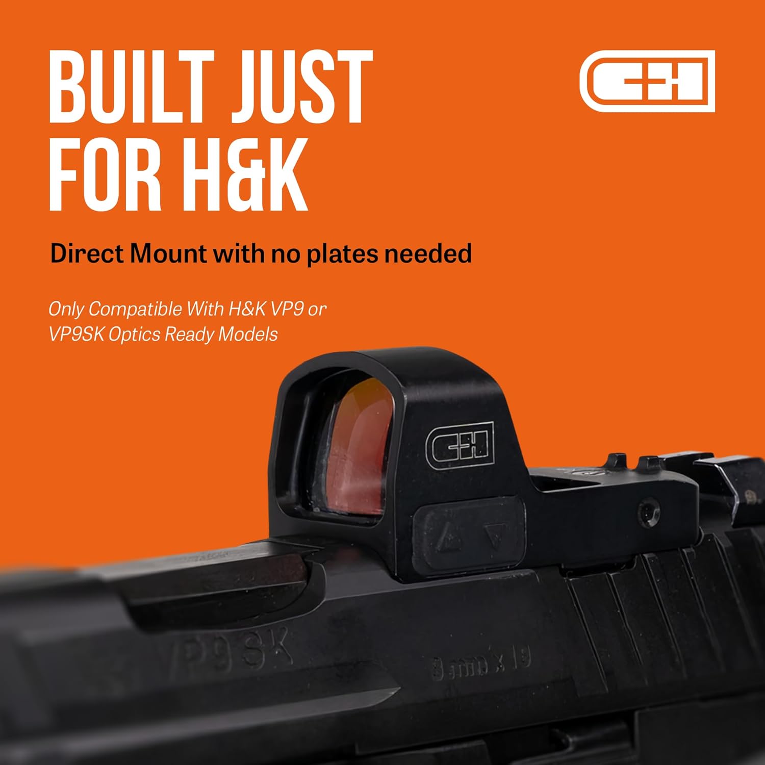 C+H Direct Mount Micro Red Dot Sight for Pistol | Compatible with H&K Optics Ready Handguns| Shake Awake Multi-Reticle Red Dot Reflex Sight for Pistol