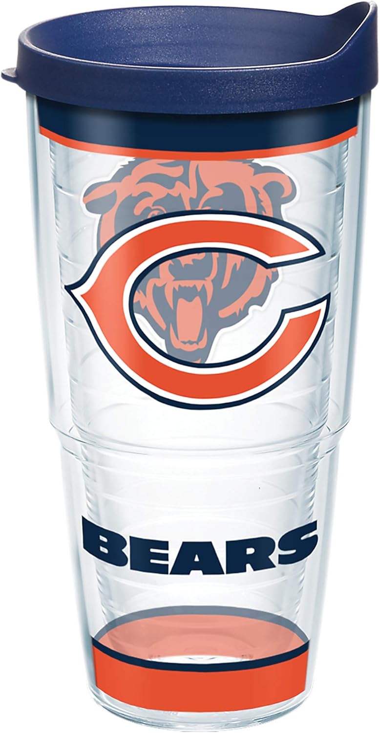 Tervis Made in USA Double Walled NFL Chicago Bears Insulated Tumbler Cup Keeps Drinks Cold & Hot, 24oz, Tradition