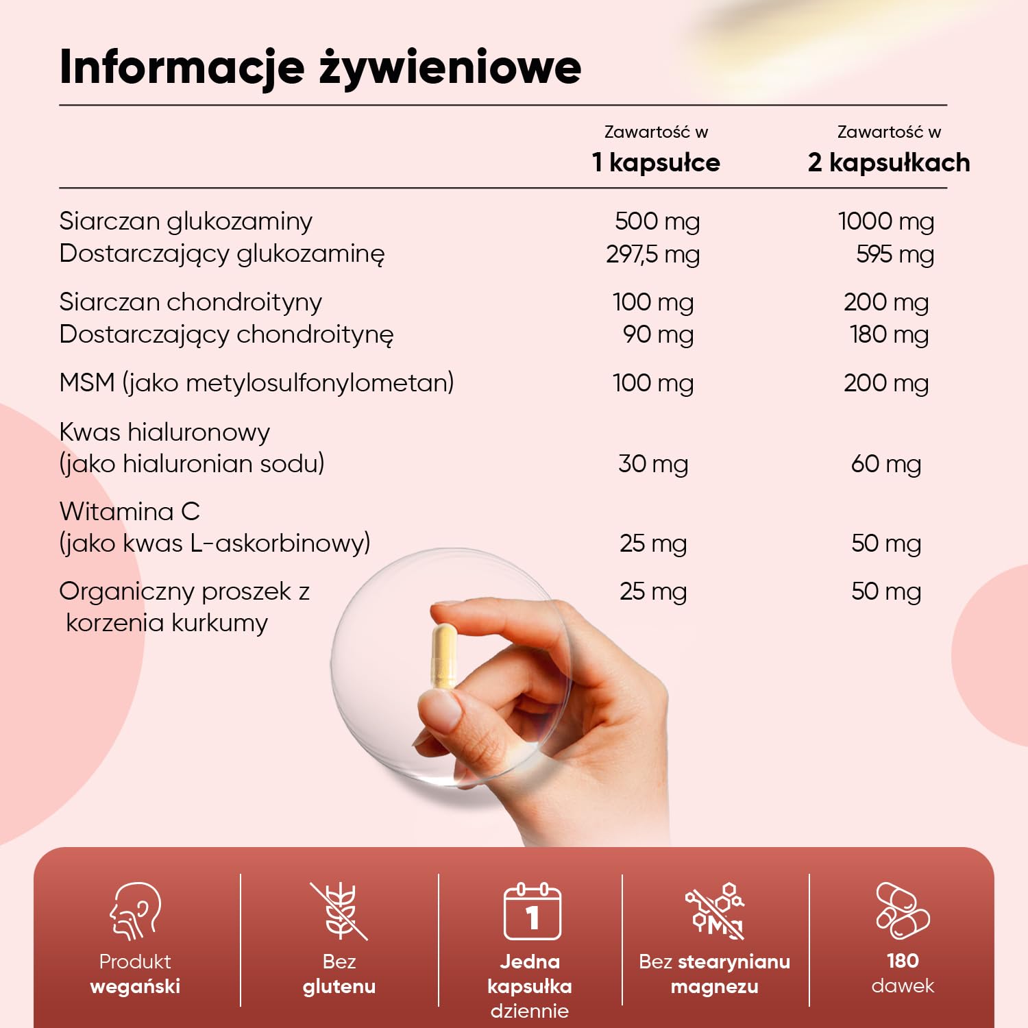 Glukozamina, Chondroityna i MSM – 180 Miękkich Kapsułek – 6 Miesięcy Suplementacji – Kompleks Wzbogacony Kwasem Hialuronowym, Witaminą C i Kurkumą w Proszku – Bez GMO, Laktozy i Glutenu | Z witaminą C, kwasem hialuronowym i bio-kurkumą, wyprodukowano w UE