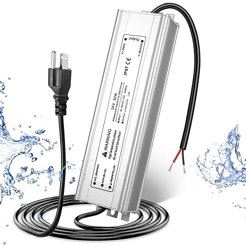 Controlador LED de 24 V 80 W, fuente de alimentación LED IP67 impermeable, CA 110 V a CC 24 voltios transformador de bajo voltaje con enchufe de 3