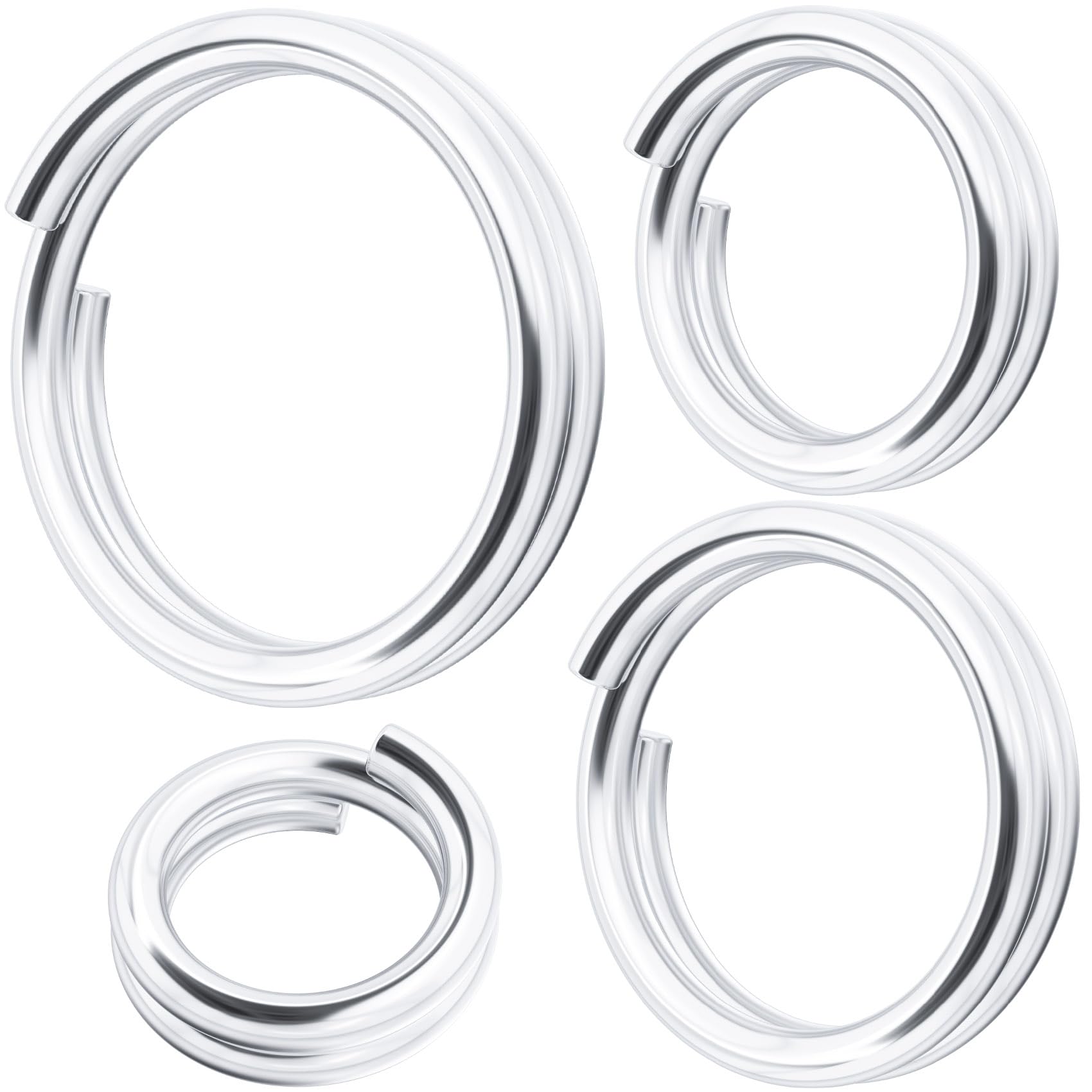JYvivid 4 Pcs 925 Sterling Silver Split Jump Ring, Small Open Connector Jump Rings, Split Rings for Bracelet, Necklace, Jewelry Findings, Key Rings - 4/5/6/8mm