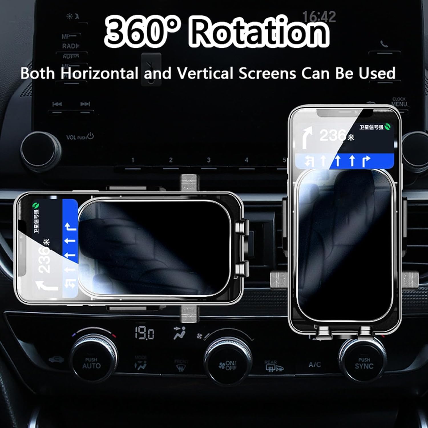 Car Phone Mount for Volvo S90/V90 2016-2023, 360° Rotation Adjustable Holder, Secure Grip, Easy One Hand Use, Hands Free for Safe Driving, Durable Everyday Design