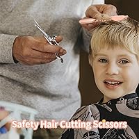 Vista 4 de CIICII Kit de tijeras de corte de pelo para niños, juego de tijeras de corte de pelo de punta redonda de seguridad